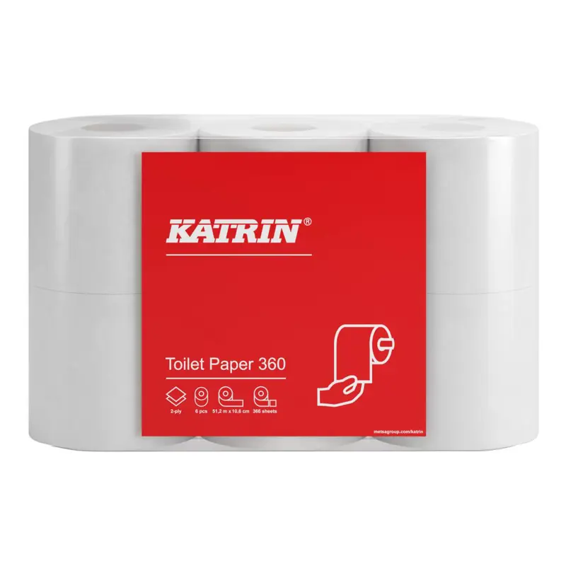 Katrin 360 Toalettpapper 2-lagers naturell vit storförpackning 42 rullar
