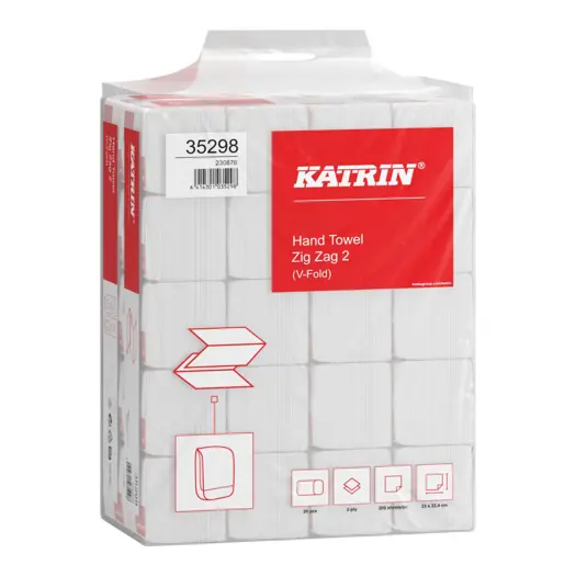 Katrin Classic V-vikt Zig Zag Pappershandduk Handy pack 2-lag - Bild 2
