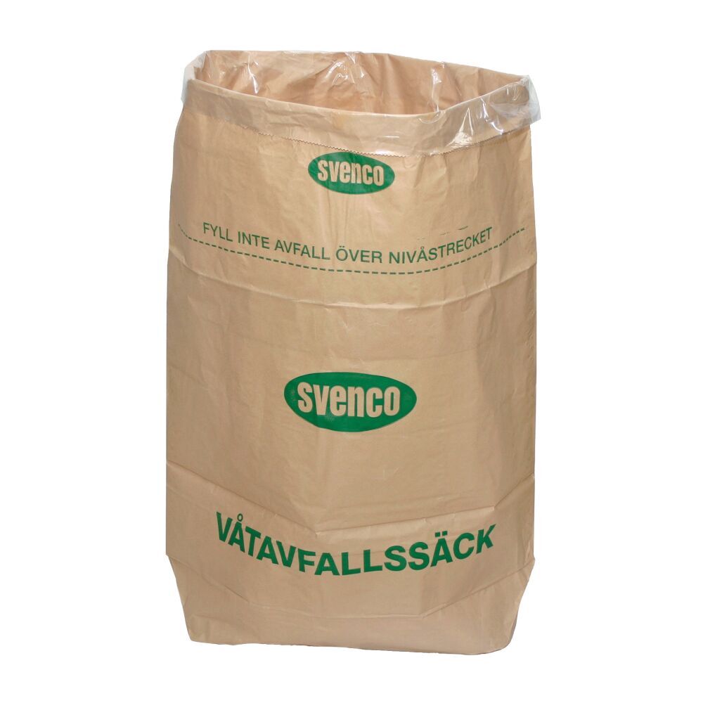 Svenco våtavfallssäck 125 liter brun papperssäck med plastinsats