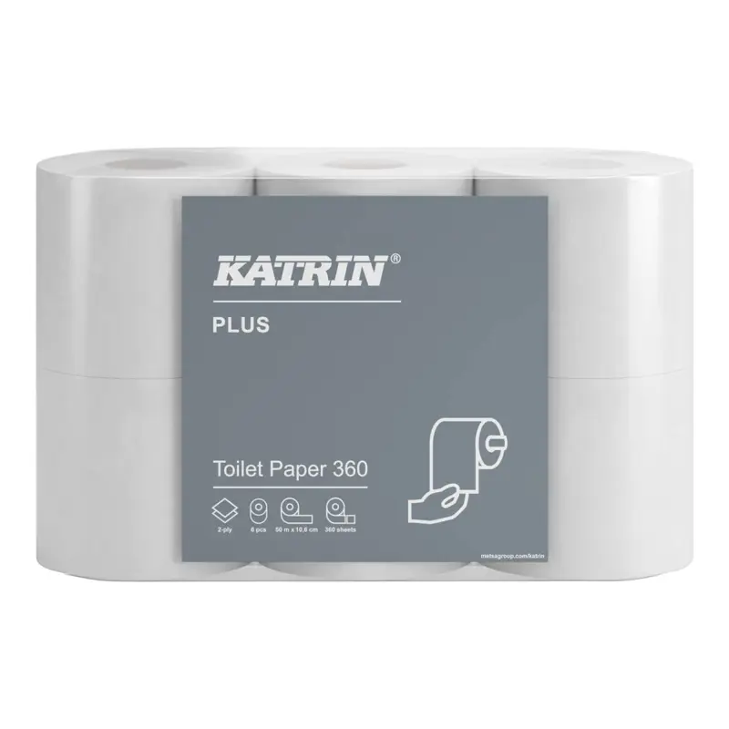 Katrin Plus Toalettpapper 360 Soft 2-lagers vitt premium-toalettpapper 18100