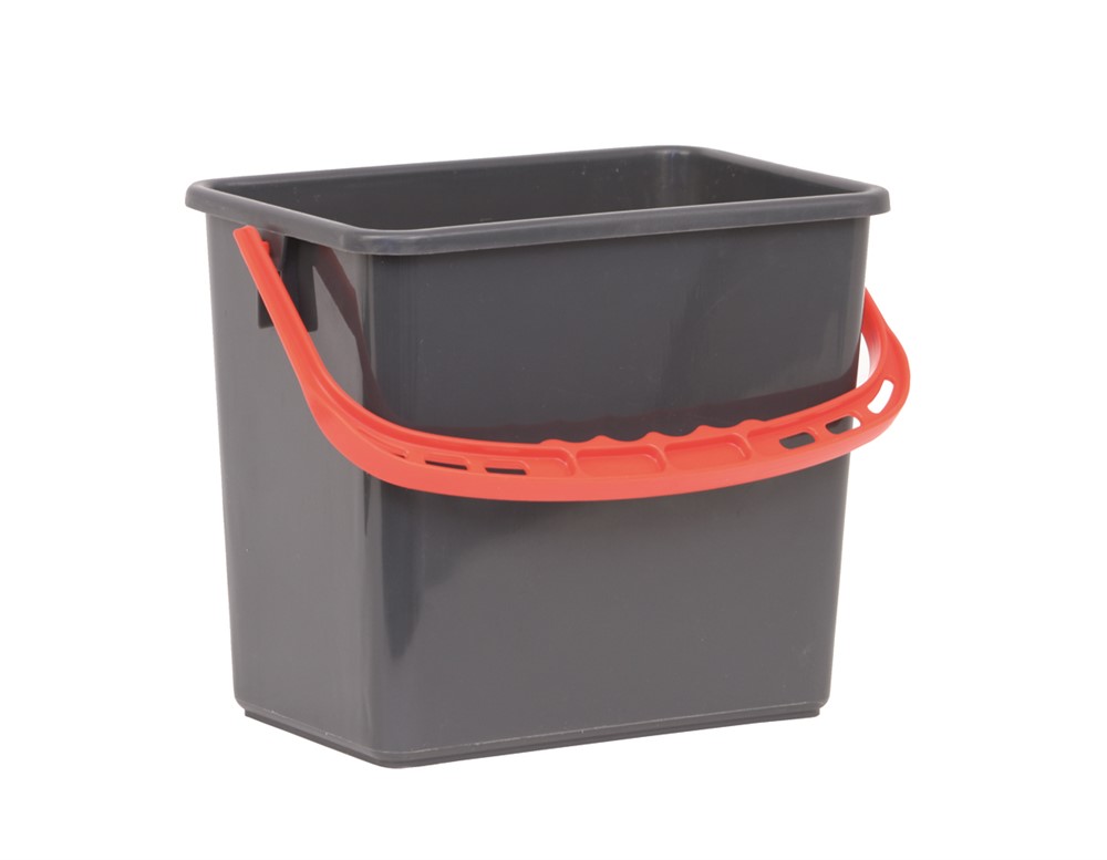 Grå städhink 6 liter med rött handtag artikel 25092