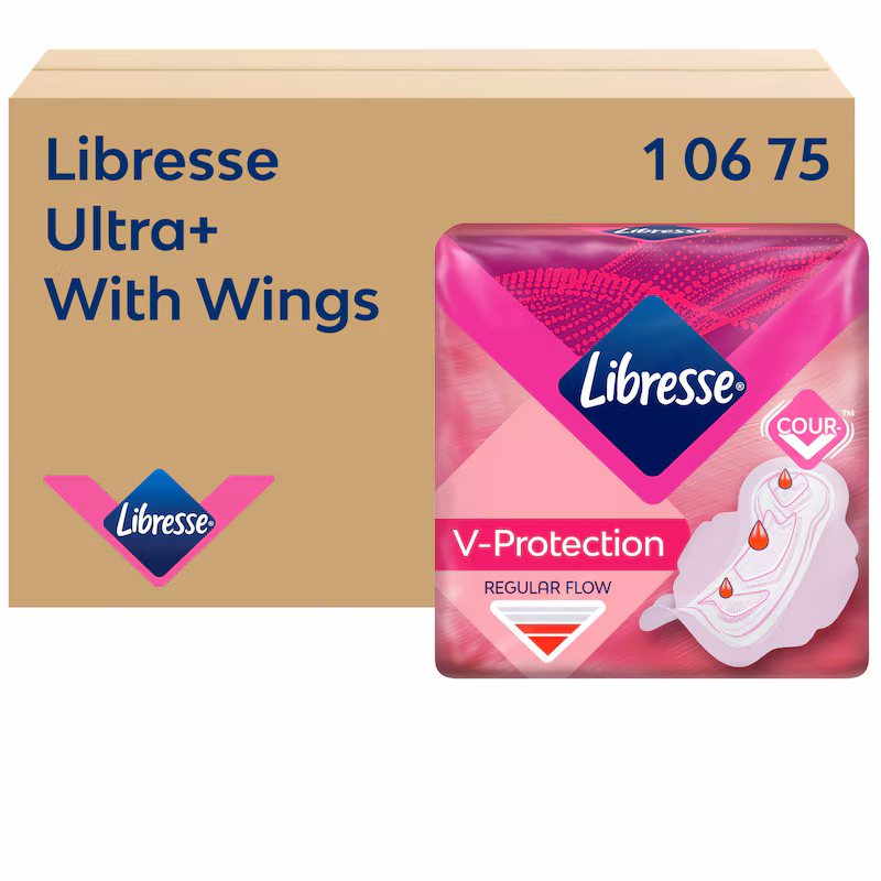 Libresse Ultra+ bindor med vingar refill storförpackning 2x150 stycken.
