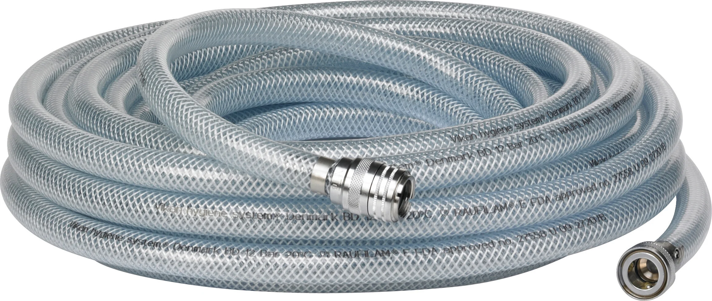 Vikan Kallvattenslang 1/2 tum Q 15 meter transparent spolslang med kopplingar.