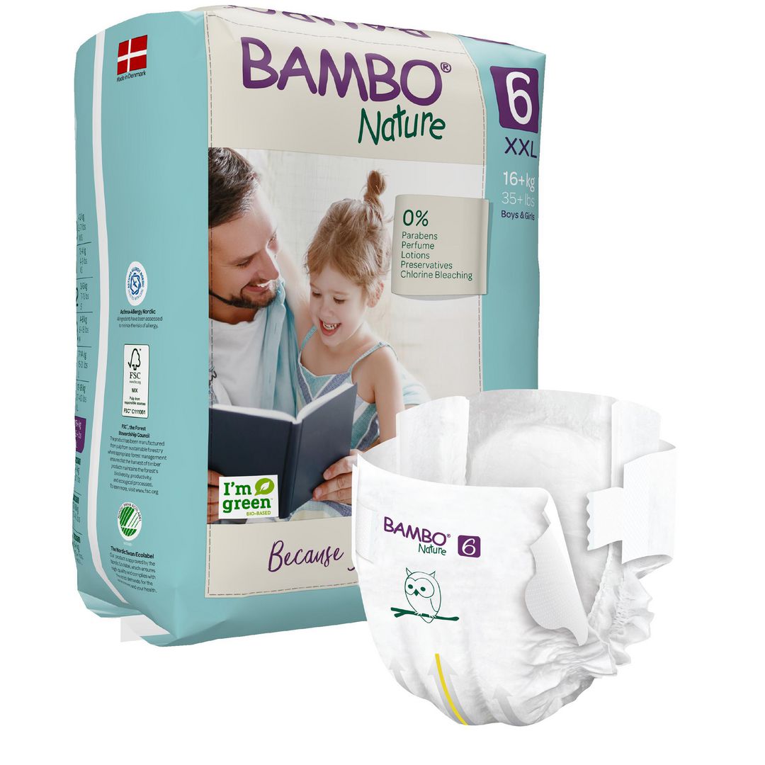 BAMBO Nature storlek 6 barnblöjor förpackning 20 stycken miljövänliga blöjor för 16 plus kg