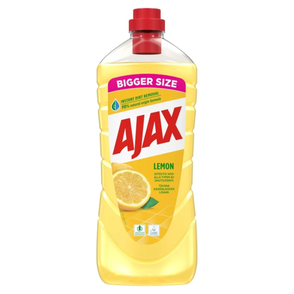 Ajax Lemon Allrengöring 1,5 liter flaskvy med citrondoft
