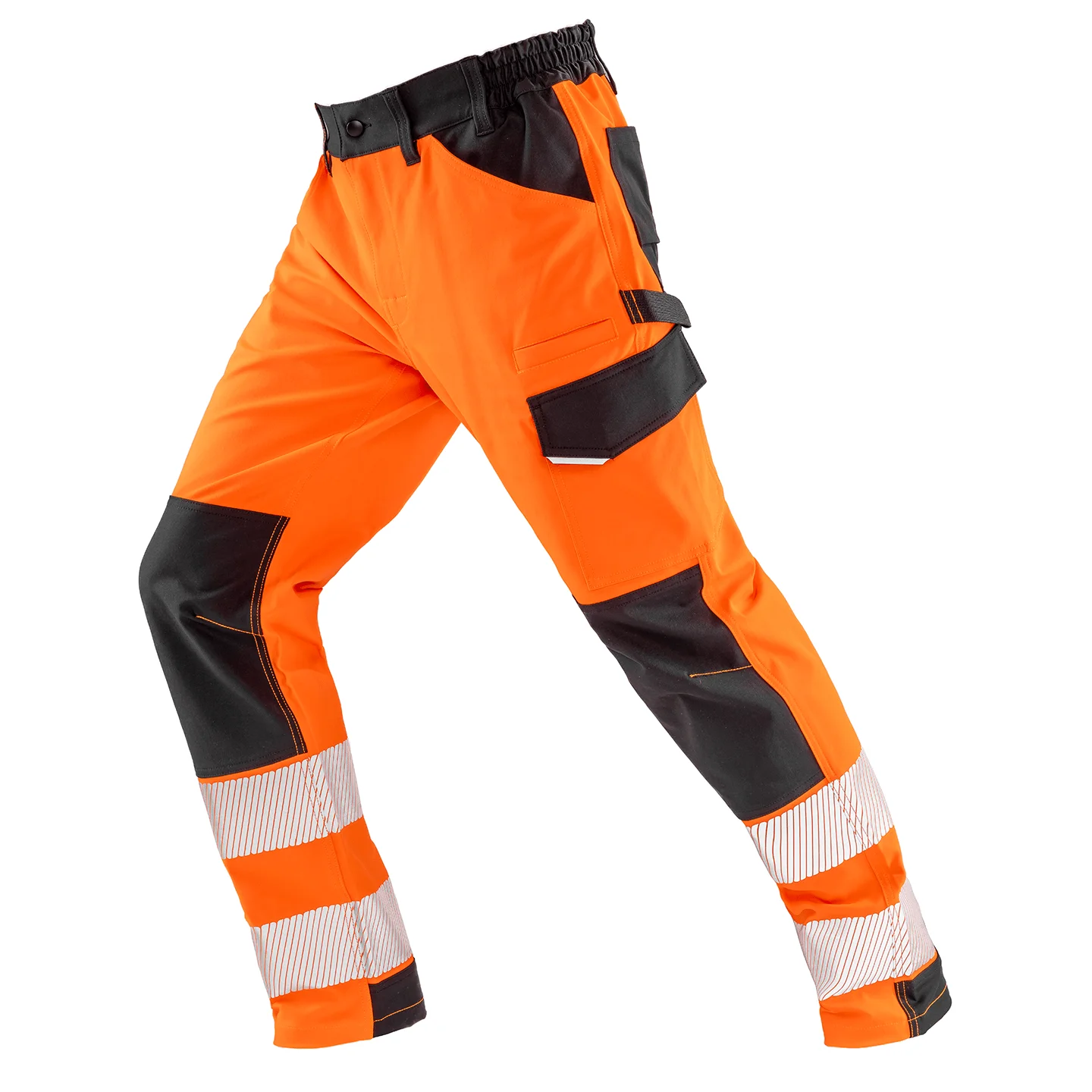 Result RECYCLED Dynamic Stretch Varselbyxa Orange 280 g/m² i 50% återvunnen polyestertwill och 50% elastomultiester EN ISO 20471 klass 2