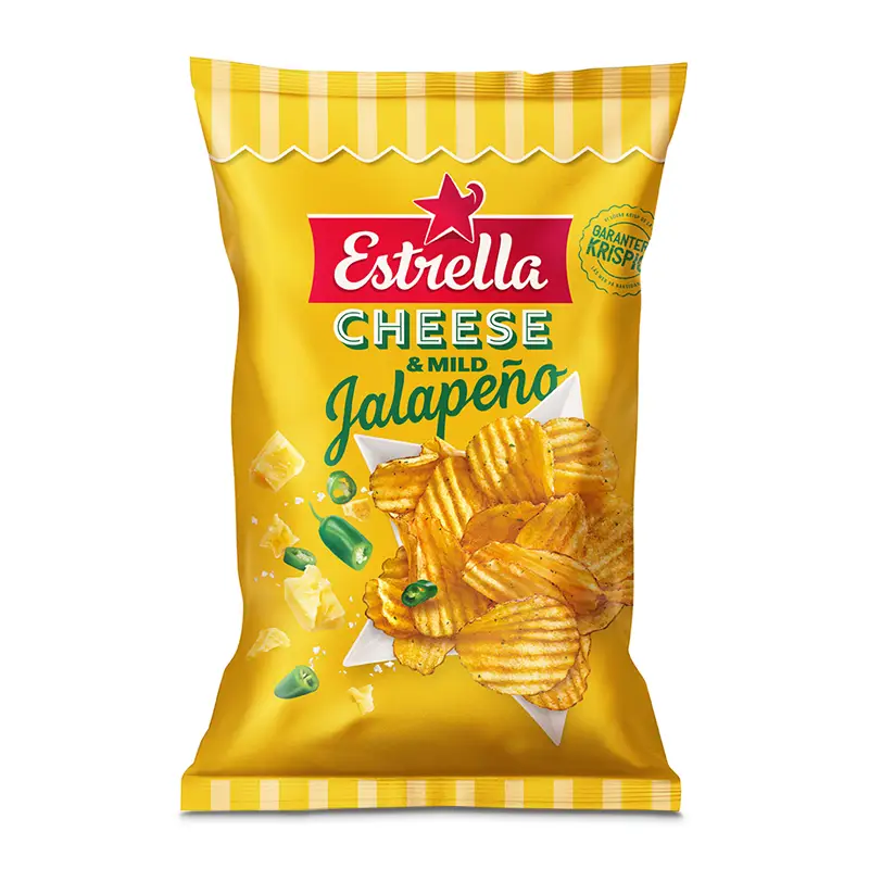 Estrella Cheese & Jalapeño potatischips 160g i 20-pack kartong