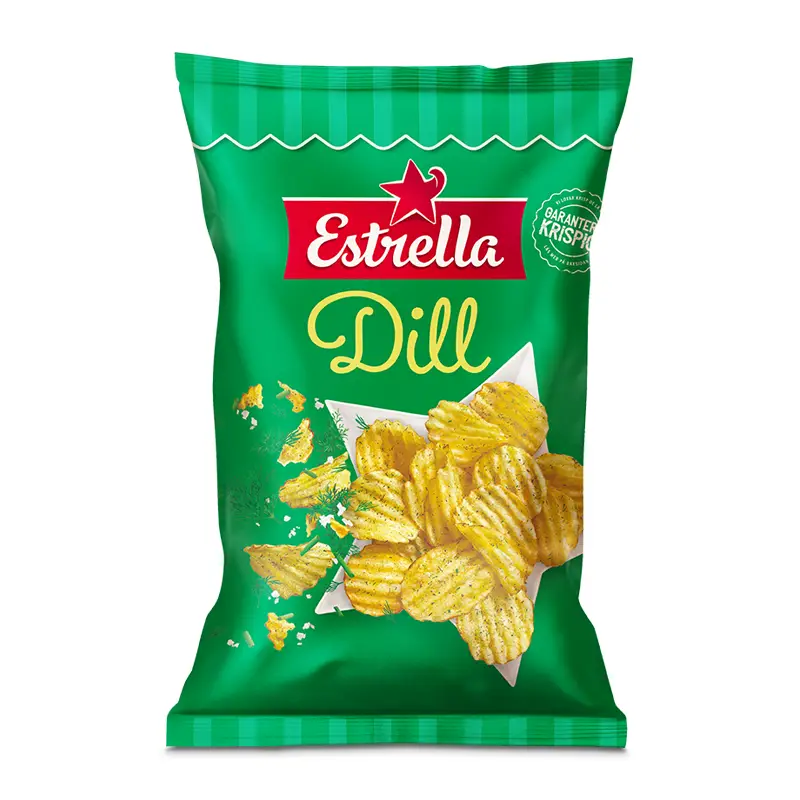 Estrella Dillchips finräfflade potatischips 160g i 20-pack kartong