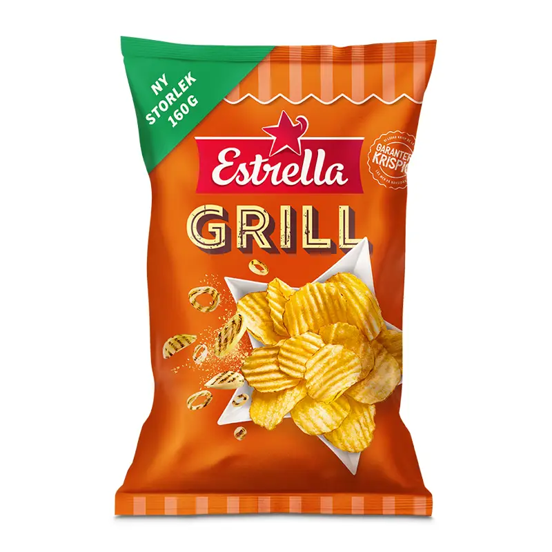 Estrella Grillchips grovräfflade potatischips 160g i 20-pack kartong