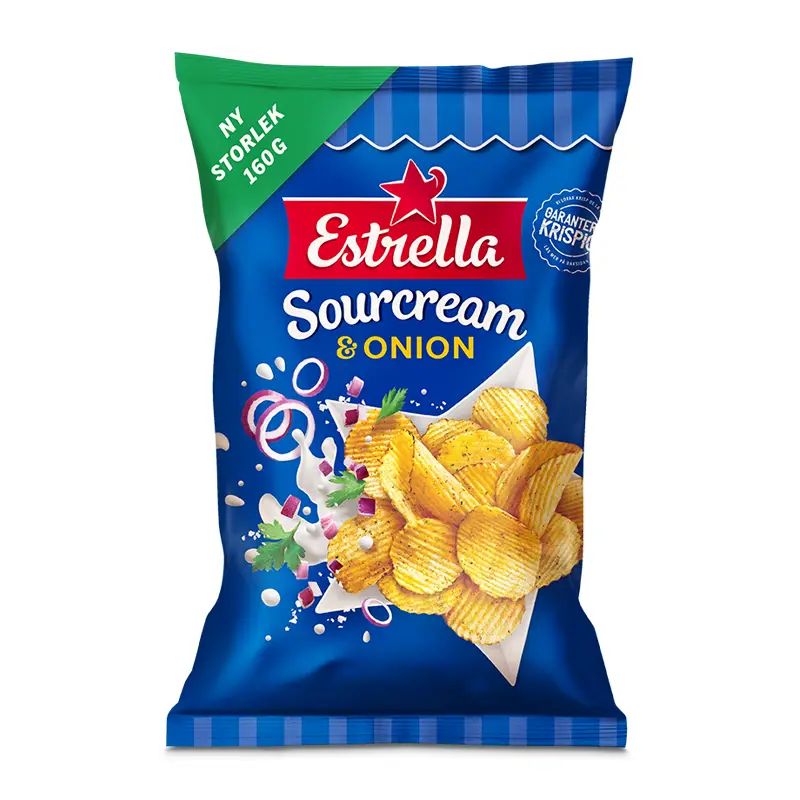 Estrella Sourcream & Onion potatischips 160g i 20-pack kartong