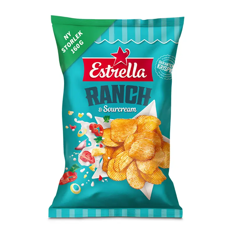 Estrella Sourcream & Ranch potatischips 160g i 20-pack kartong