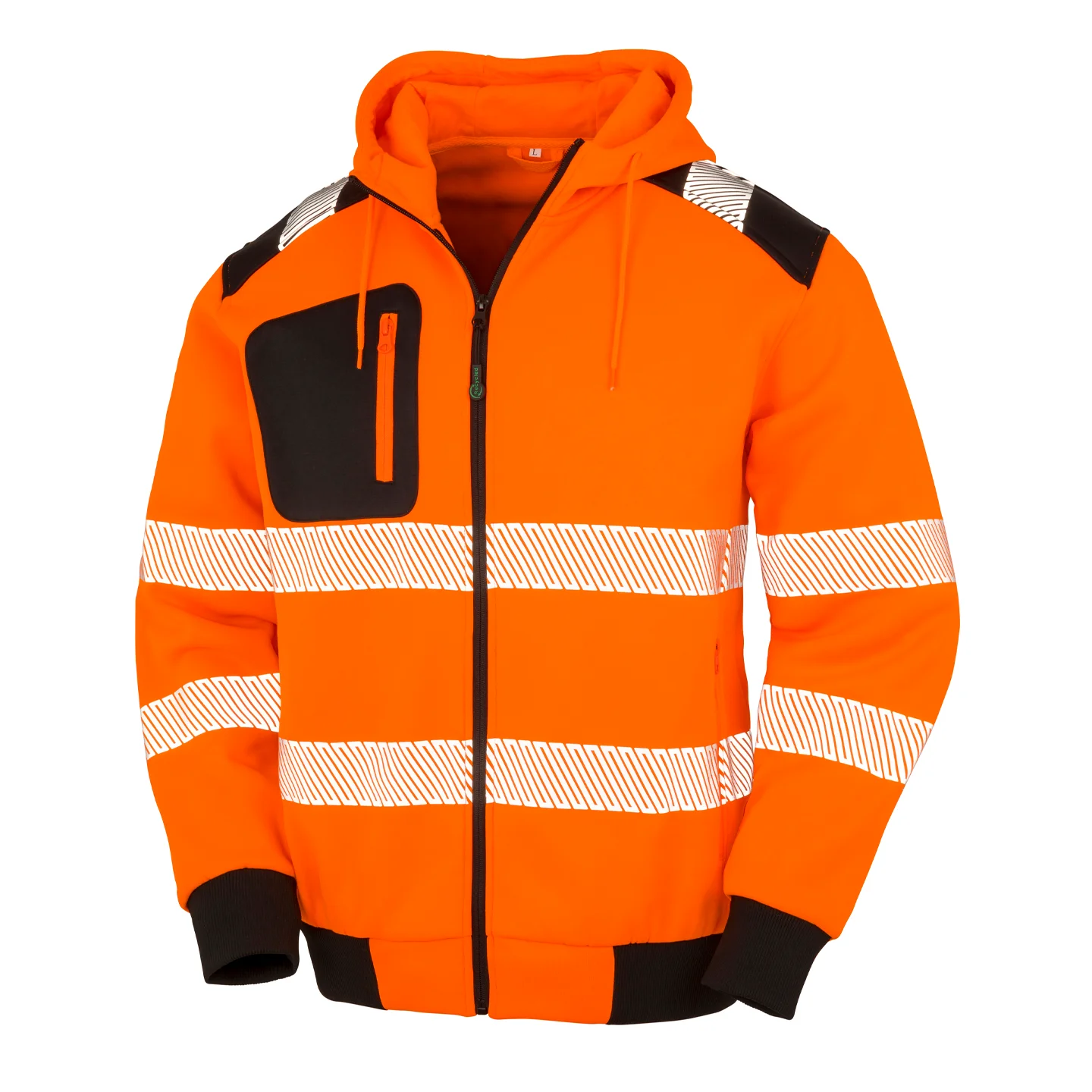Result RECYCLED Robust Varseltröja ZIP Orange 290 g/m² i 100% återvunnen REPREVE polyester EN ISO 20471
