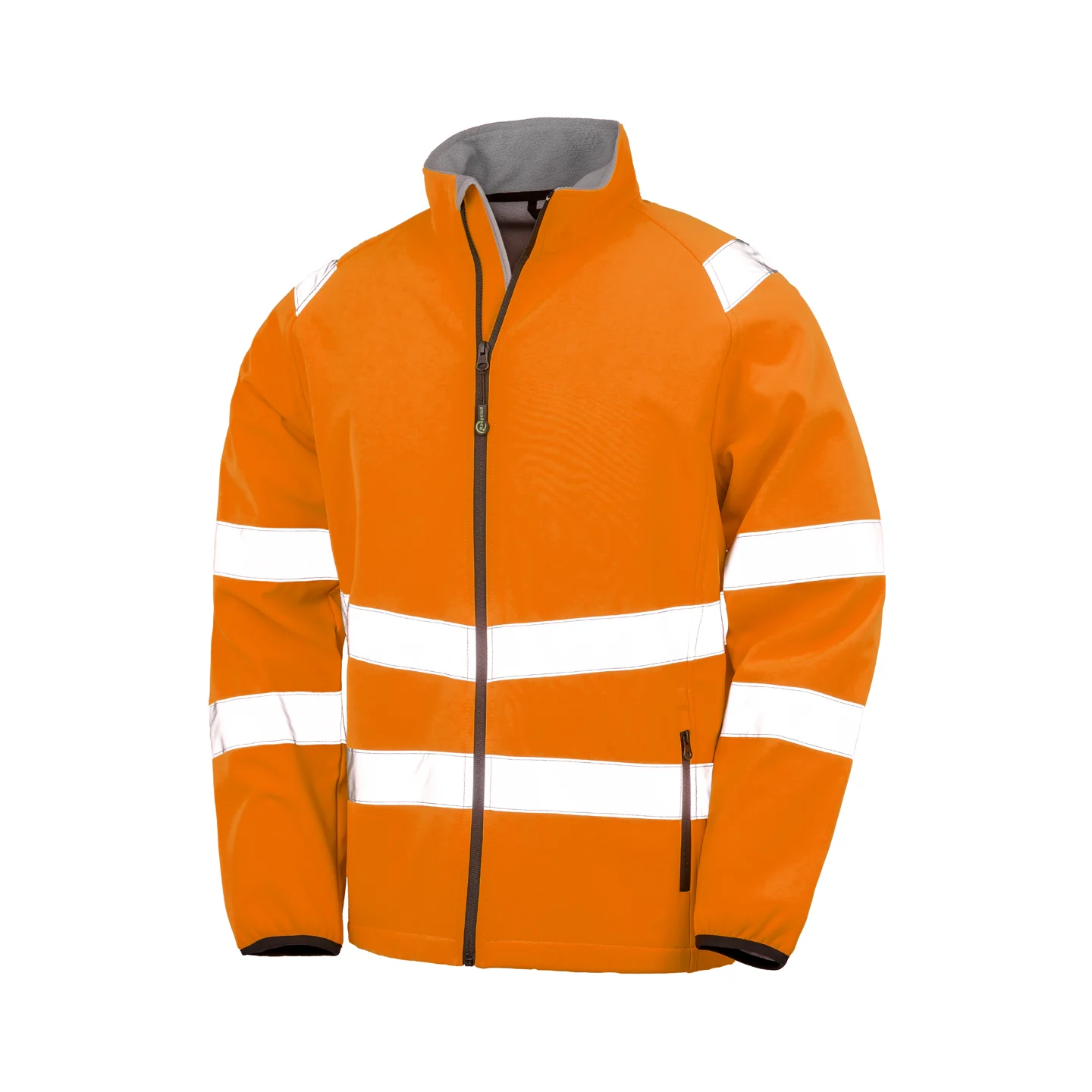 Result RECYCLED Varselsoftshelljacka Orange 280 g/m² tryckvänlig softshelljacka i återvunnen polyester EN ISO 20471 klass 2