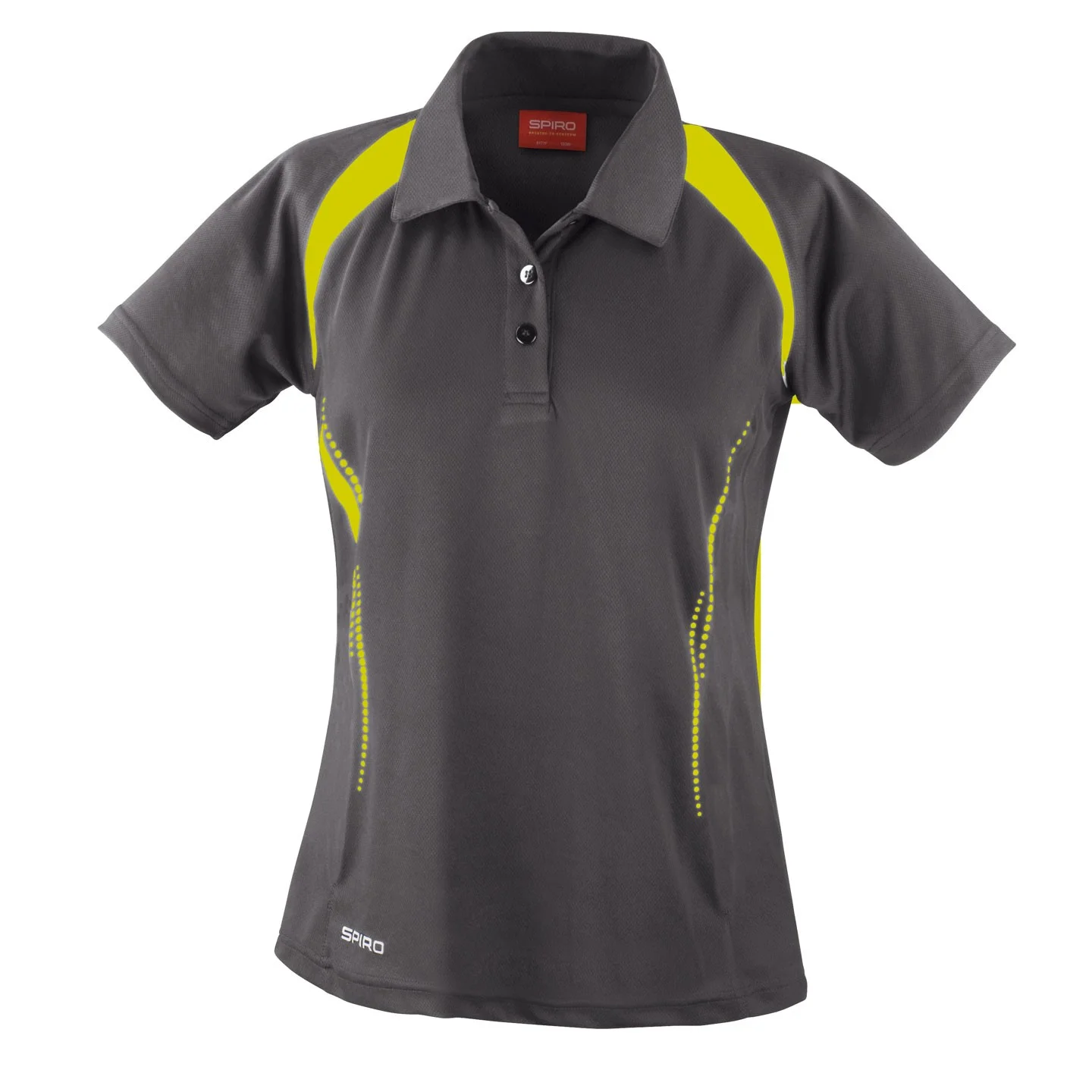 Spiro Team Spirit Polo Lady Grey Lime grå och limegrön dampiké i 100% polyester 145 g/m²