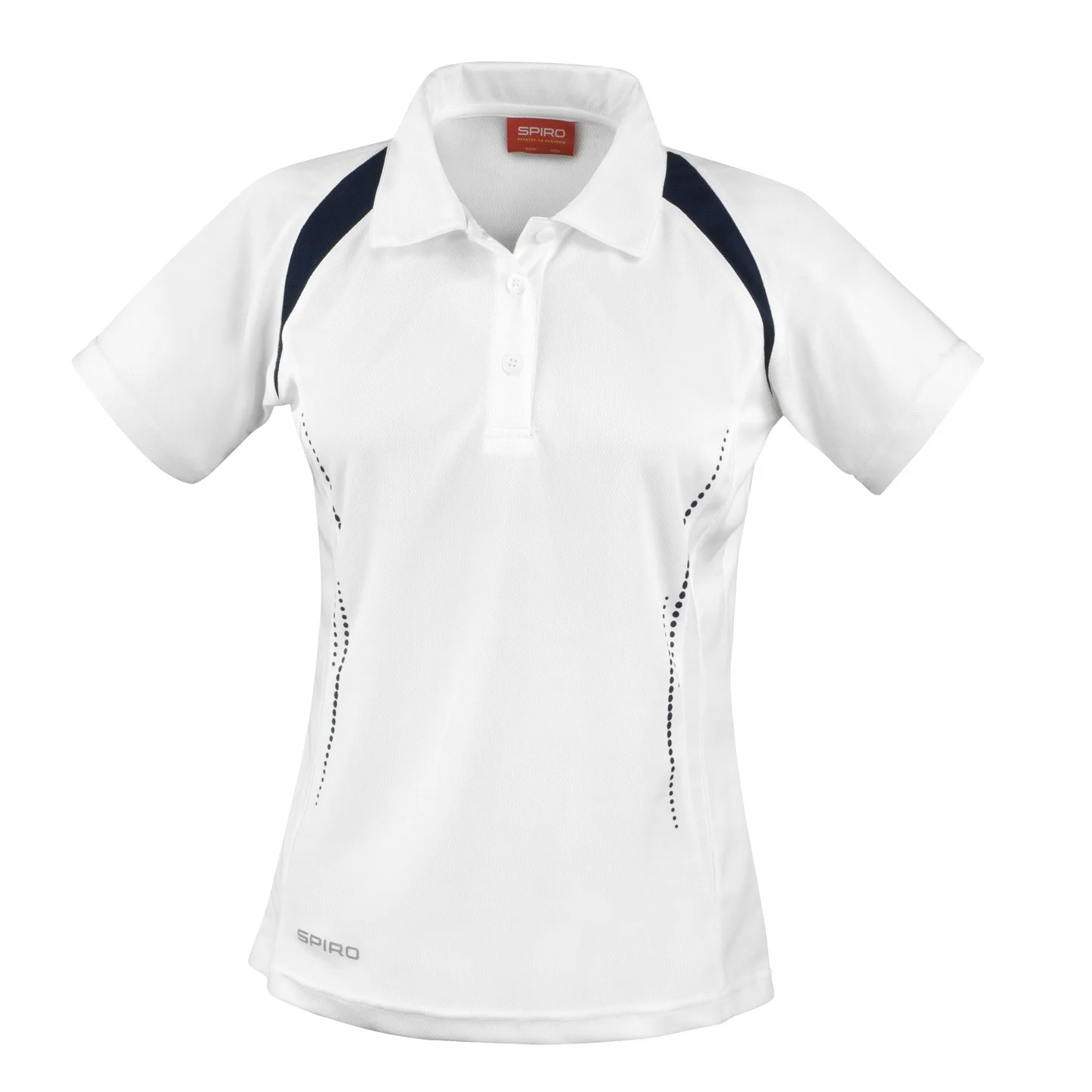 Spiro Team Spirit Polo Lady White Navy vit och mörkblå dampiké i 100% polyester 145 g/m²