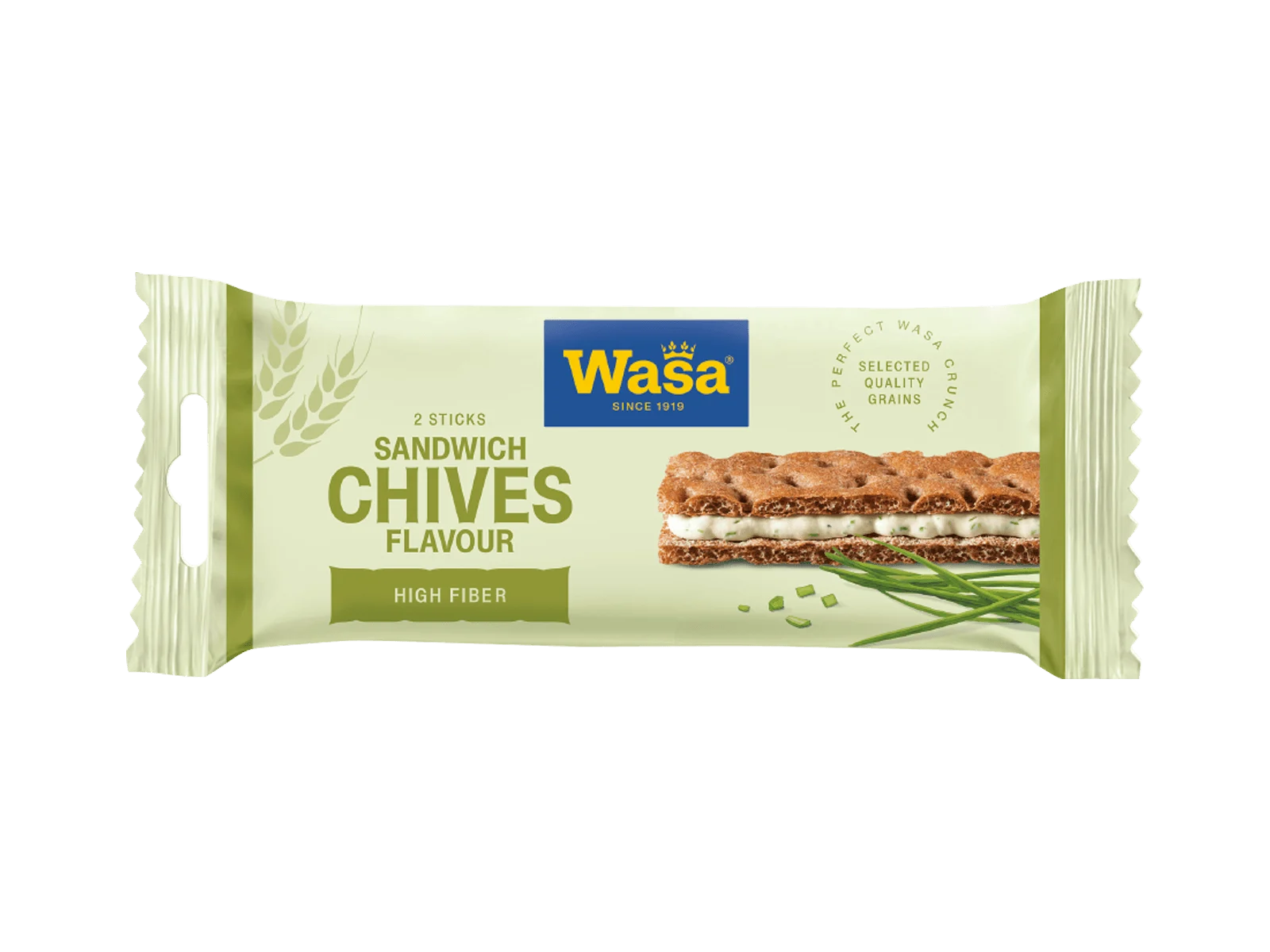 Wasa Sandwich Cream Cheese & Chives knäckebrödsmellanmål 37g i 24-pack displaylåda