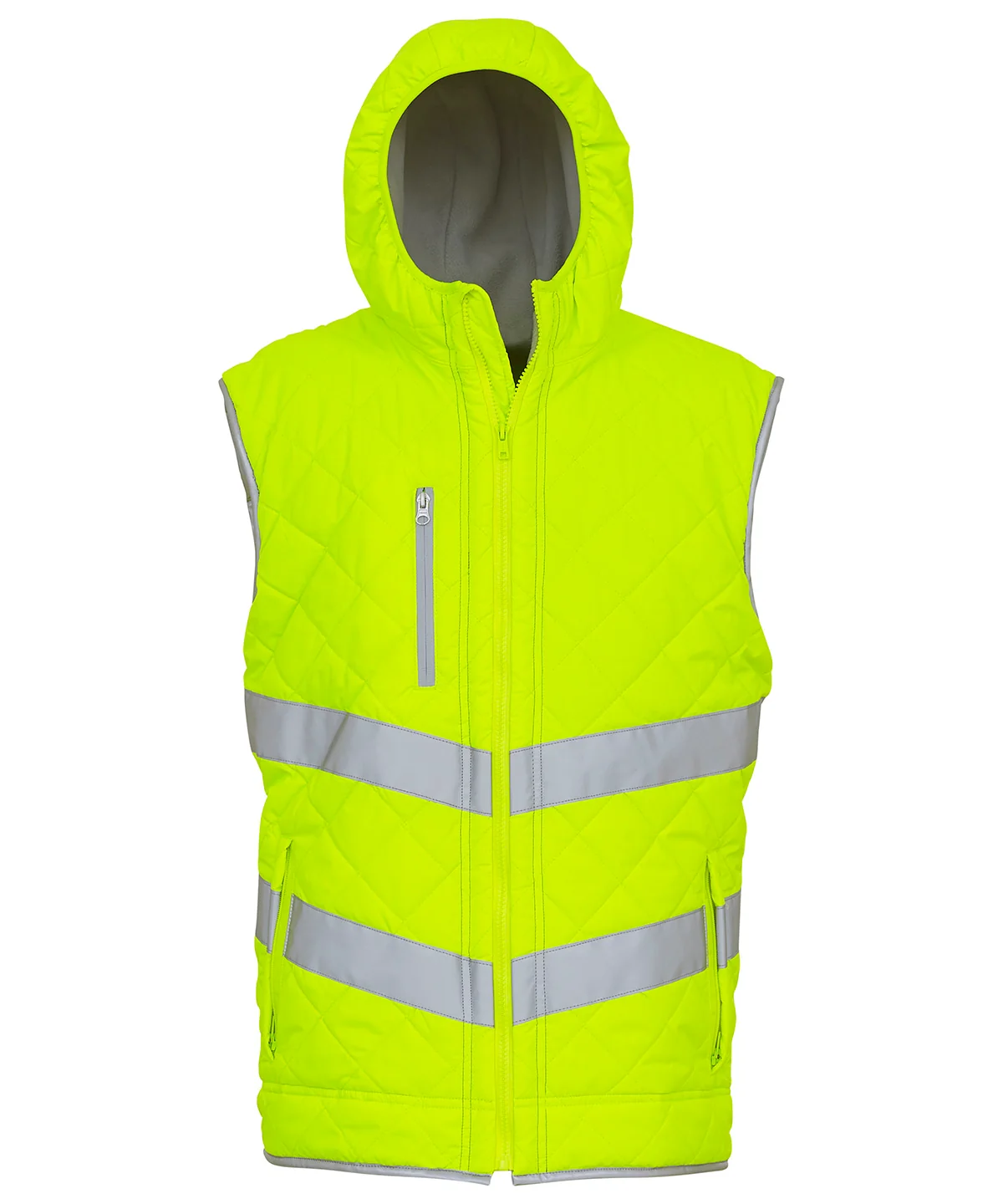 Yoko Fluo Kensington Varselväst med Huva 340 g/m² vadderad varselväst EN ISO 20471 klass 2