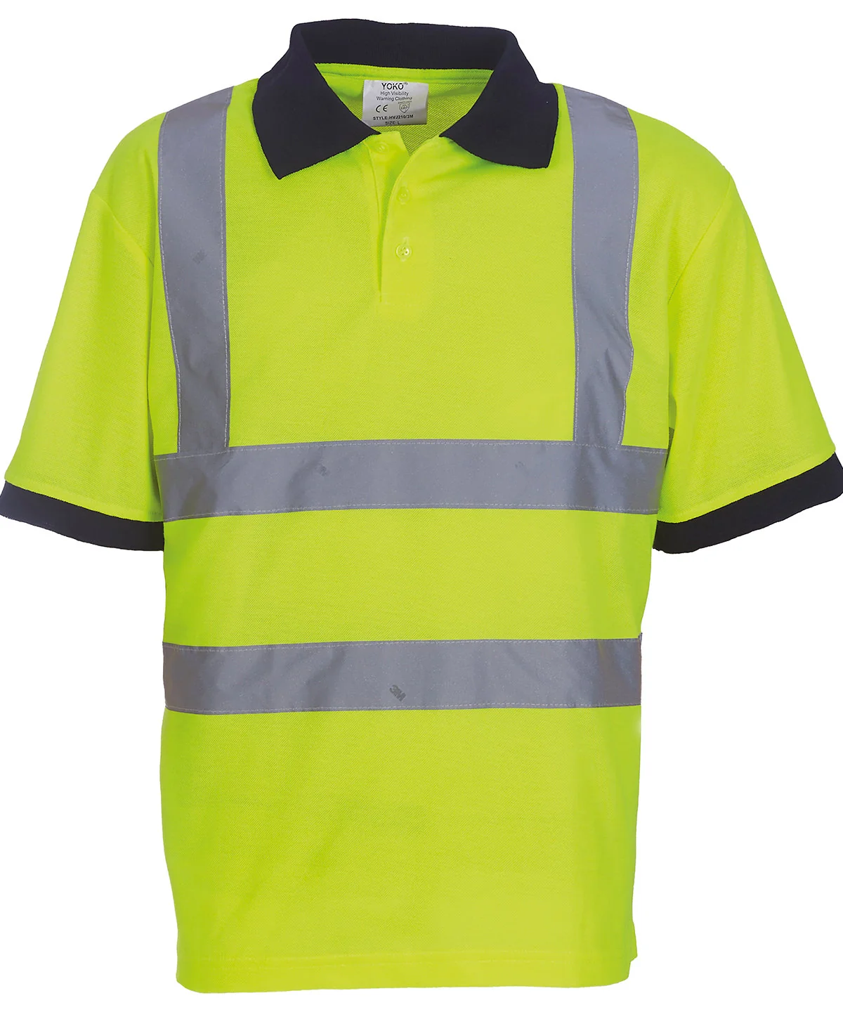 Yoko Fluo Varselpiké 210 g/m² certifierad pikétröja i 100% polyester med reflexband EN ISO 20471 klass 2