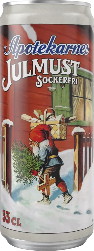 Ett 20-pack med sockerfri Apotekarnes Julmust i 33 centiliters burkar med den klassiska mörka juldrycken.