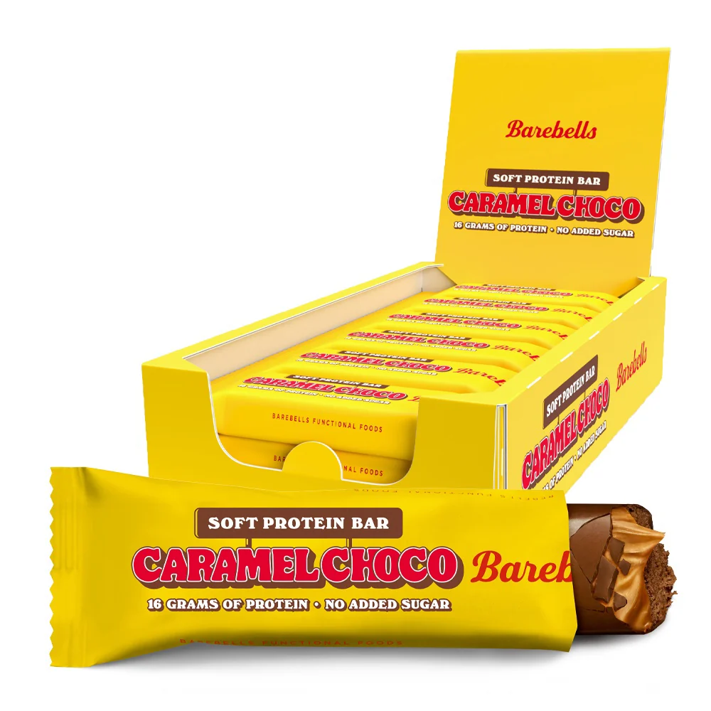 Barebells Caramel Choco Proteinbar 55g för kök, gym och kontor