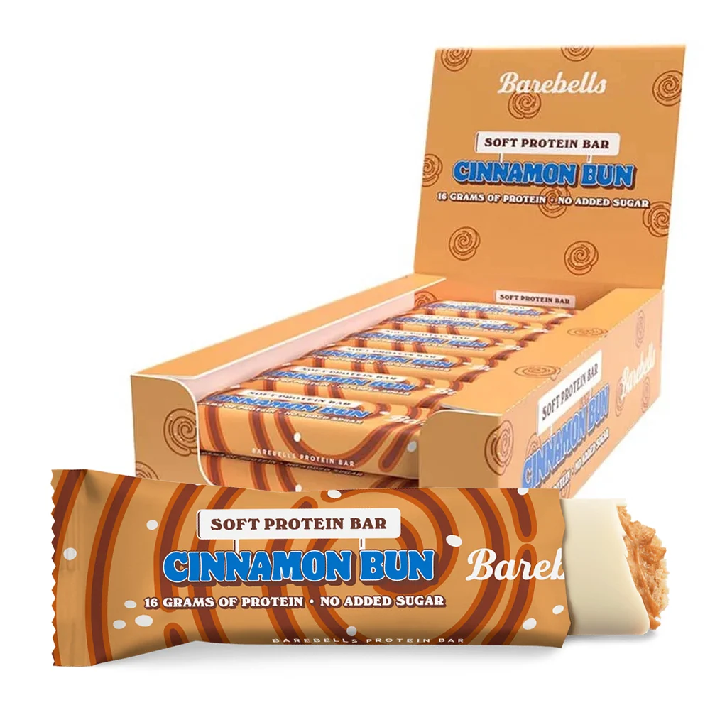Barebells Cinnamon Bun Proteinbar 55g 12-pack för kök, gym och kontor