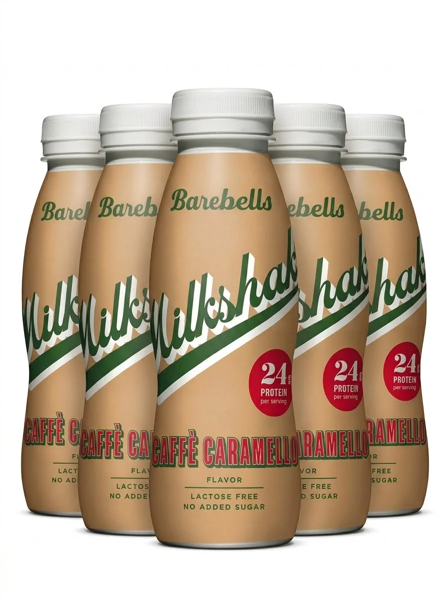 Barebells Milkshake Caffè Caramello 330ml flaska för kök, gym och kontor