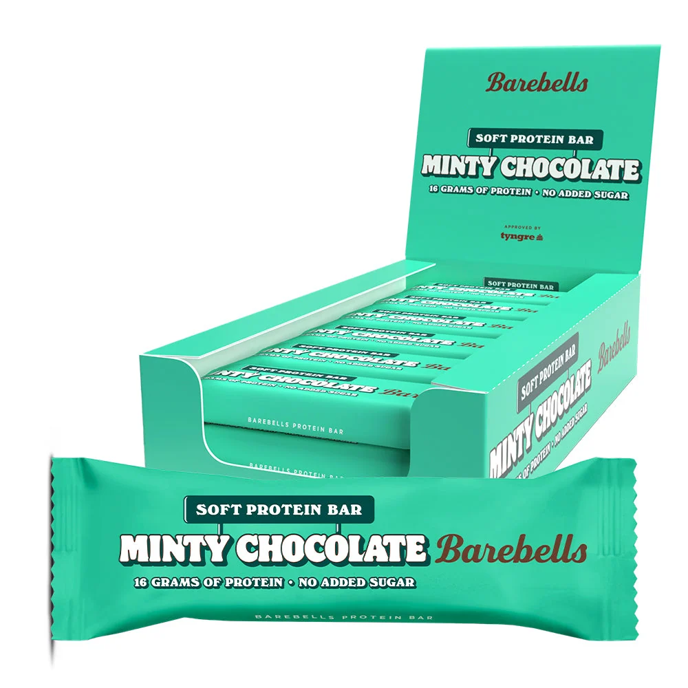 Barebells Minty Chocolate Proteinbar 55g 12-pack för kök, gym och kontor
