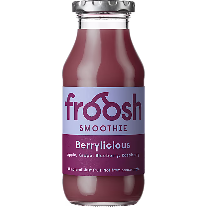 Froosh Smoothie Blueberry Raspberry 250ml flaska 12-pack för kök, gym och kontor