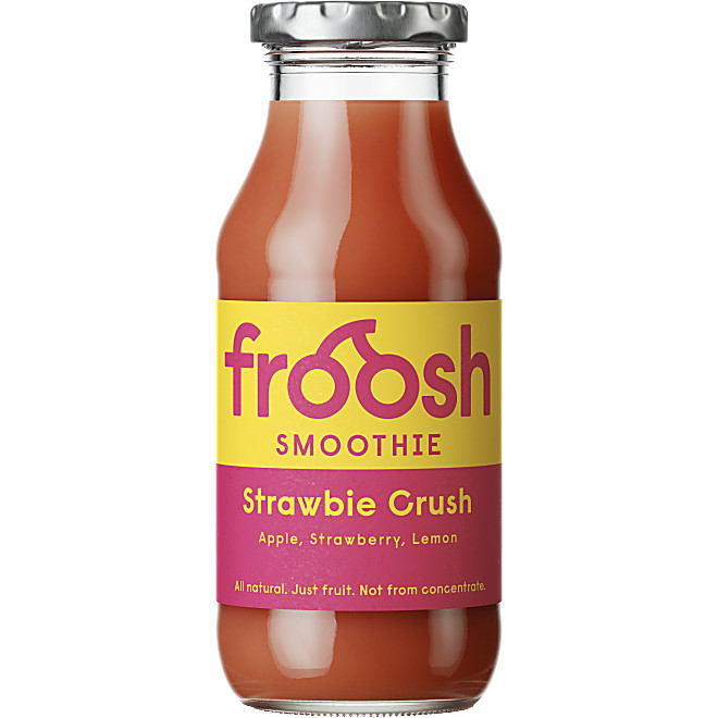 Froosh Smoothie Strawbie Crush 250ml flaska 12-pack för kök, gym och kontor